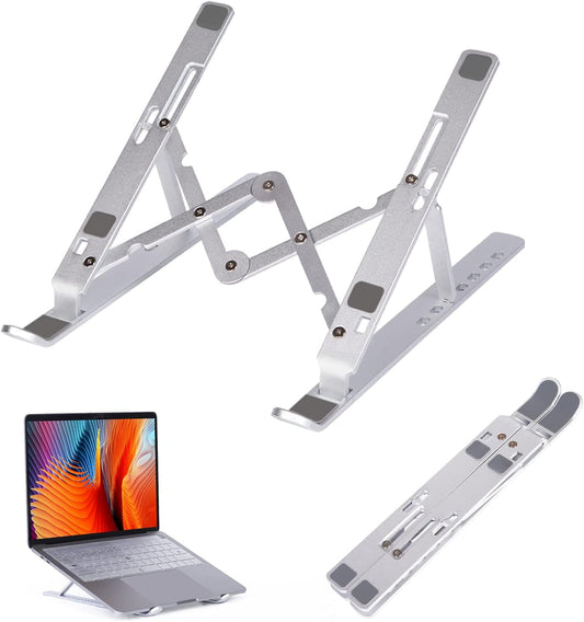 7 Angle Aluminum Laptop Stand Fully Foldable Raiser Compatible for 10 "-15 .6 Inch (Silver)