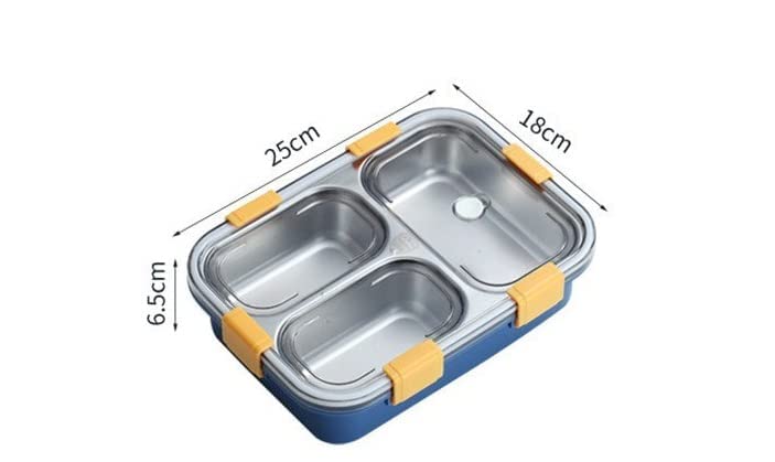 Anva Leak Proof 3 Compartment Stainless Steel Bento Lunch Boxes with Removable Inner Plate Reusable Freezer Safe Food Containers LARGE SPACE