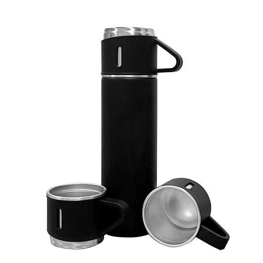 Anva Vacuum Flask Set with 3 Stainless Steel Cups Combo - 500ml - Keeps HOT/Cold