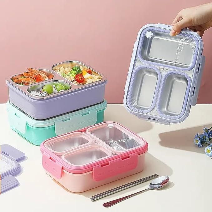 3 Grid Delicious Life Lunch Box, Leak-Proof for Mess-Free On-The-Go Dining