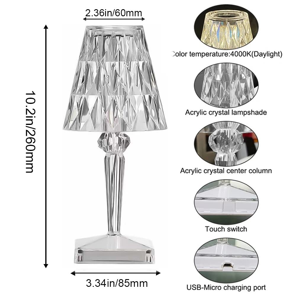 Rechargeable Crystal Diamond Touch 16 Colour Changing Lamp