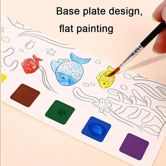 Watercolor Coloring Book for Kids Activity| Pocket Book with 1 Paint Brush, 20 Sheet Cartoon Painting kit for Children Best Gift Pack of 2