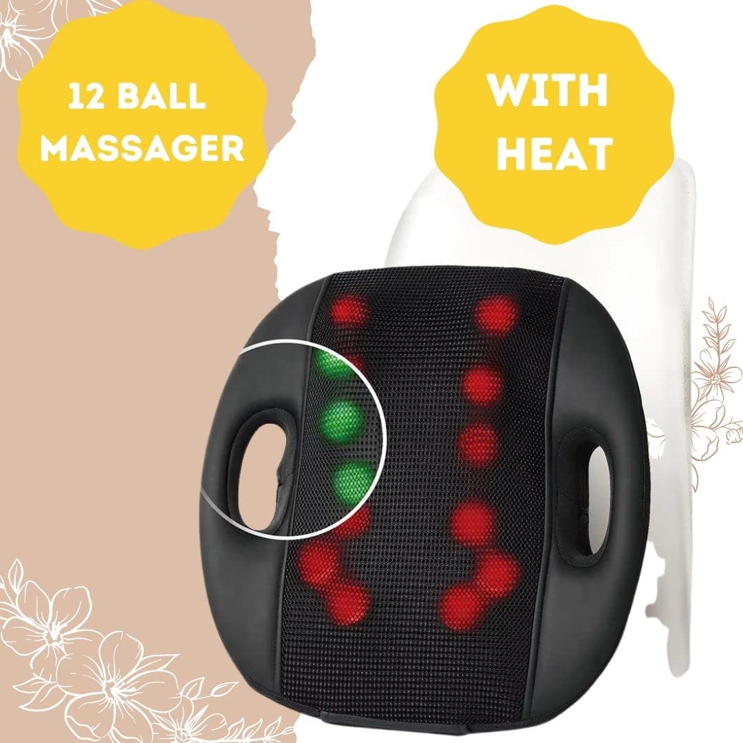 Conava Portable Massage For Back Pain Back Massager For Chair And Sofa 3D Back Massager 12 Ball Massager Deep Massage Cushion