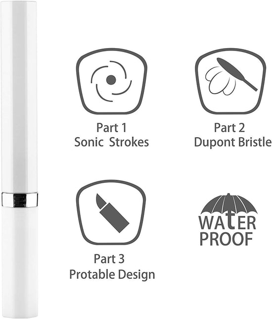 Conava Electric Toothbrush with 2 Brush Head Waterproof Sonic Toothbrush by Battery Powered Portable Design for Daily Oral Care Travelling (White)