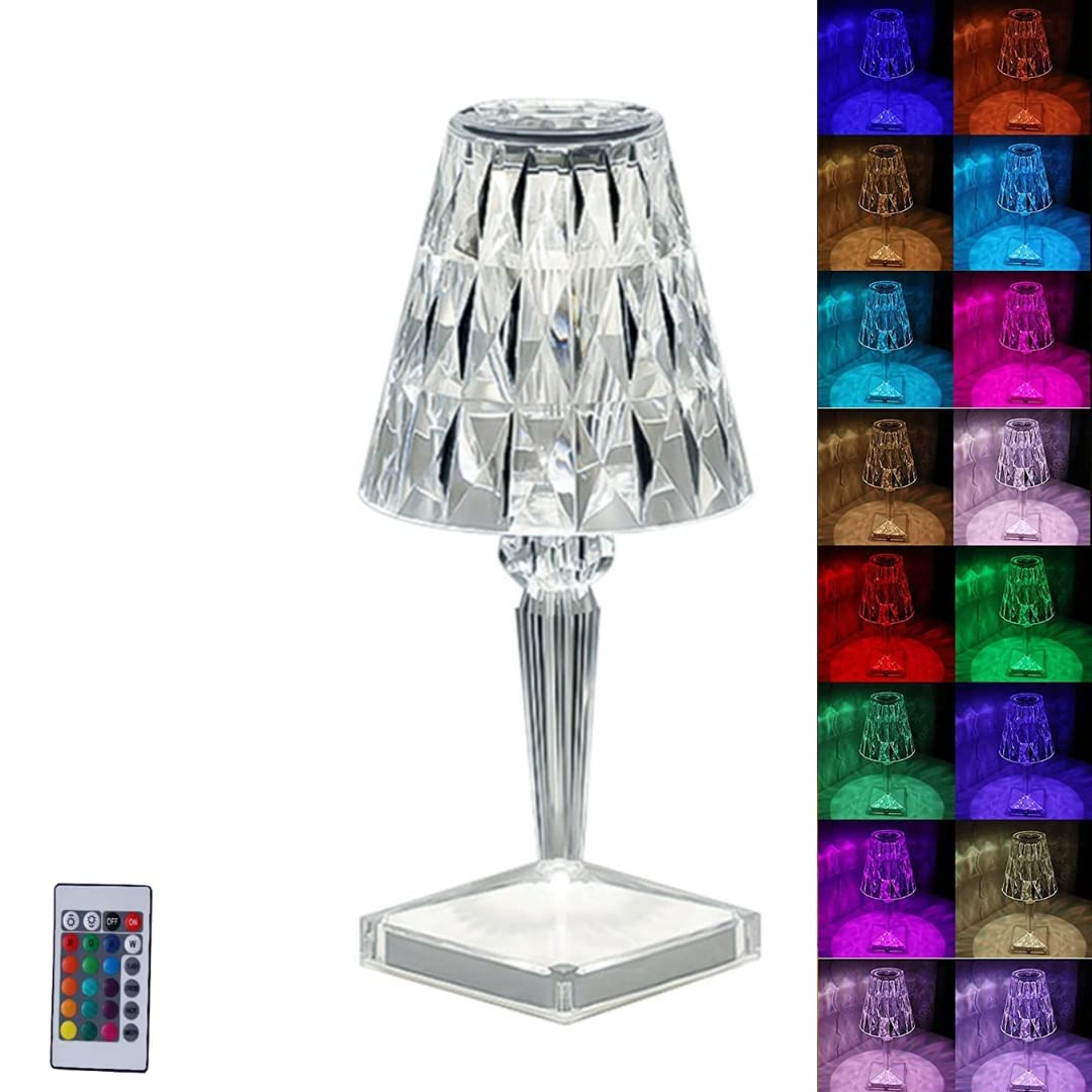 Rechargeable Crystal Diamond Touch 16 Colour Changing Lamp