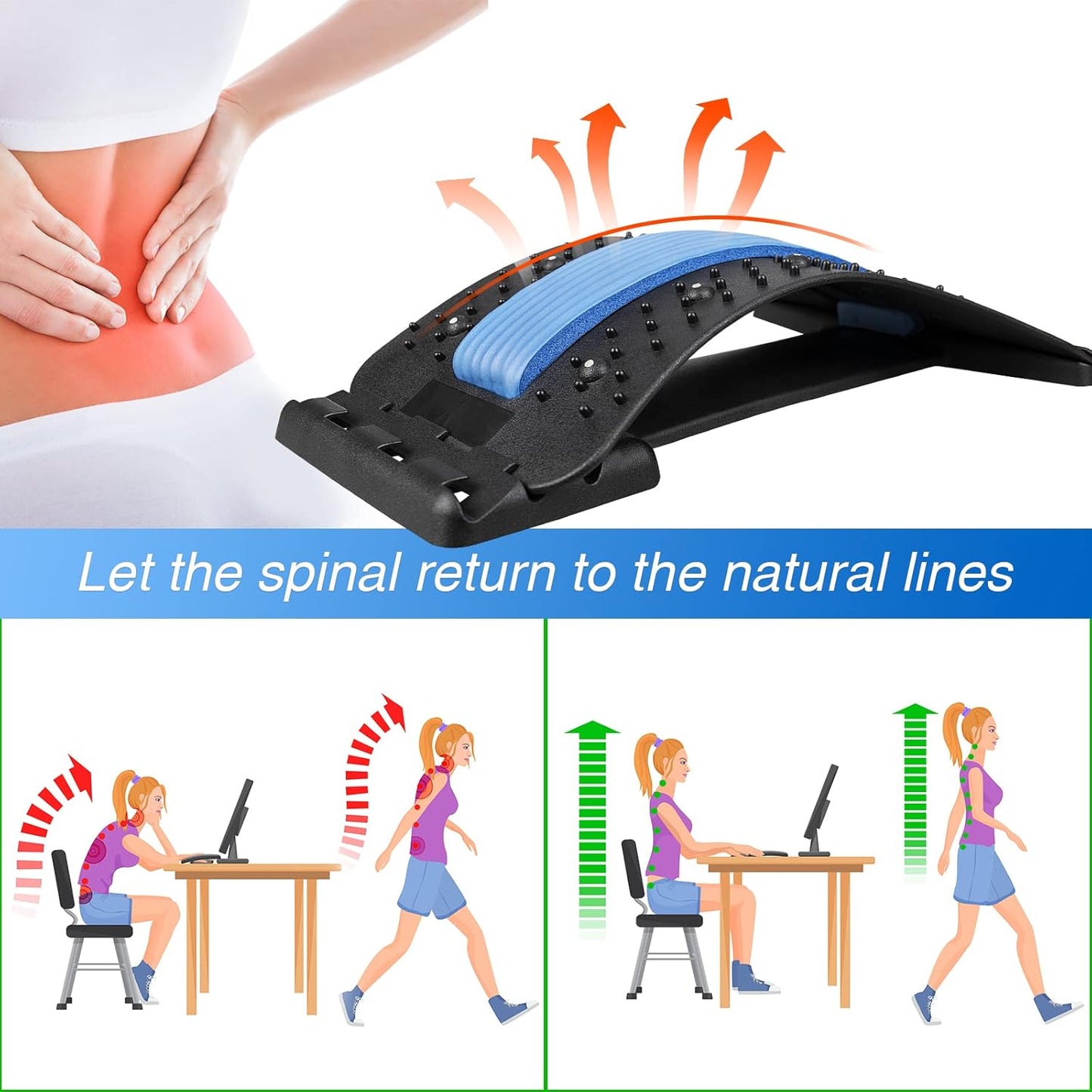 Conava Magnetic Back Stretcher Device for Back Pain Relief & Posture Corrector