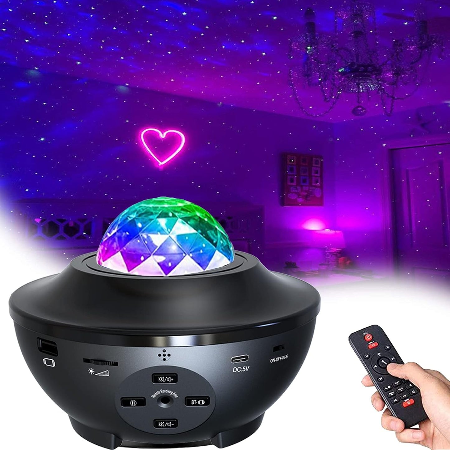 Galaxy Projector Light Ocean Wave Projector w/LED Nebula Cloud and Bluetooth Music Speaker