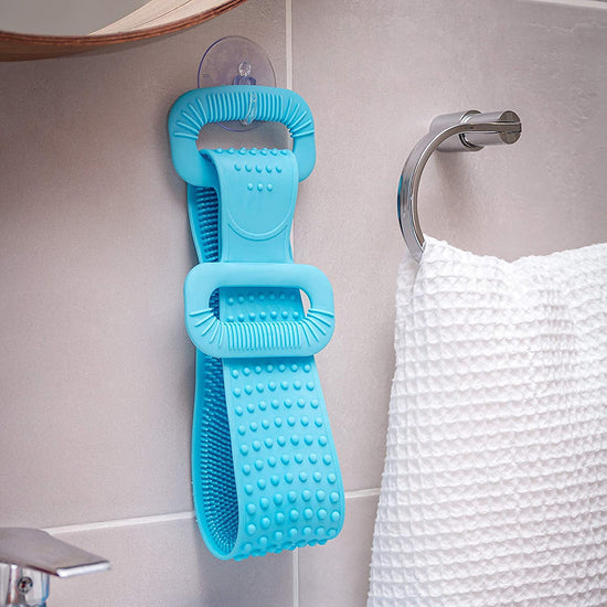 Conava unisex silicone body back scrubber double side bathing brush for skin deep cleaning massage, dead skin removal exfoliating belt for shower