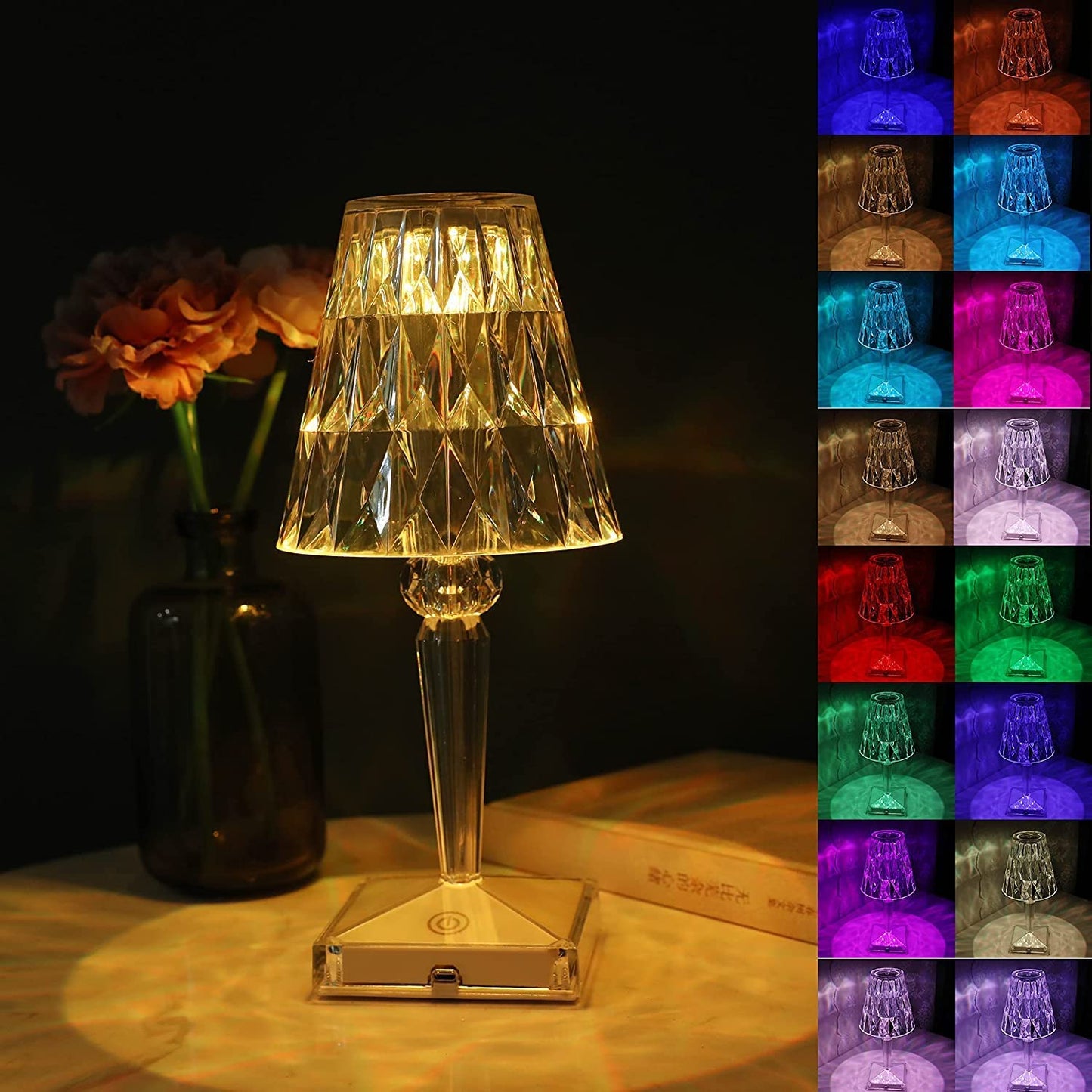 Rechargeable Crystal Diamond Touch 16 Colour Changing Lamp