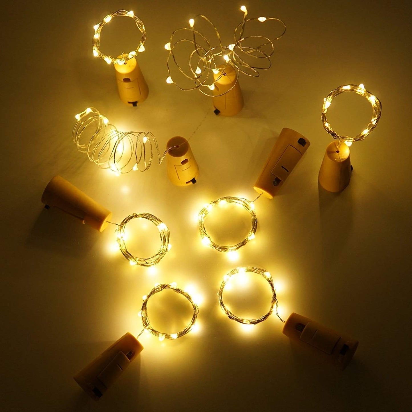 Cork Copper Wire String Lights with 20 LED for Jar Warm White (Pack of 10)