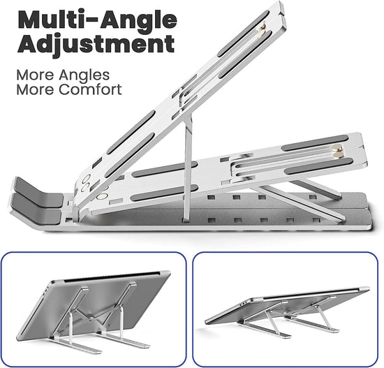 7 Angle Aluminum Laptop Stand Fully Foldable Raiser Compatible for 10 