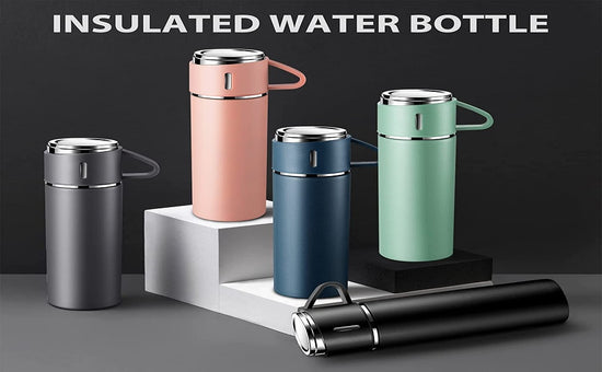 Anva Vacuum Flask Set with 3 Stainless Steel Cups Combo - 500ml - Keeps HOT/Cold