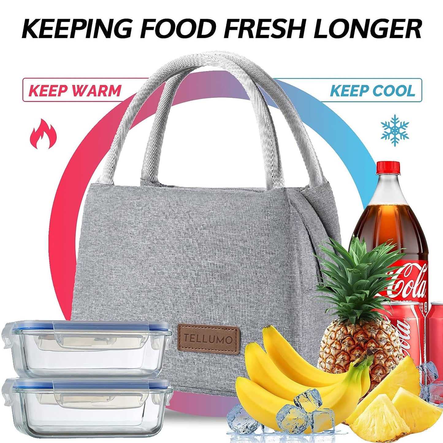 Anva Insulated Travel Lunch Tiffin Storage Bag Leakproof Thermal Cooler Hot Cold for Men Women Unisex