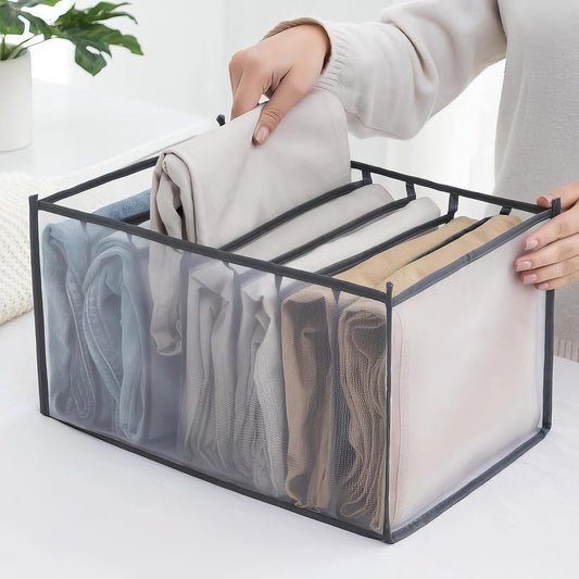 Drawer Jeans Organizer Wardrobe Clothes Storage 7 Grids Storage Organizer