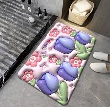 Anva 3D Style Super Absorbent Floor mat Bathroom Quick-Drying Door mat Toilet Non-Slip Door mat Rug Random Design