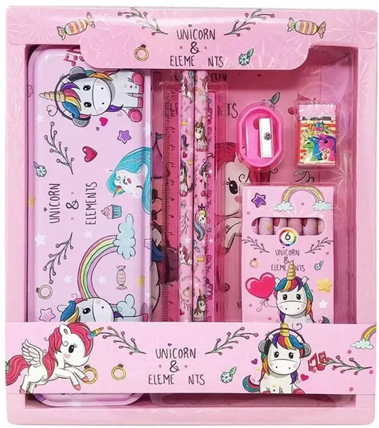 Unicorn 12pcs Stationery Set with Pencil Eraser Color Scale Geometry Pencil Box S015