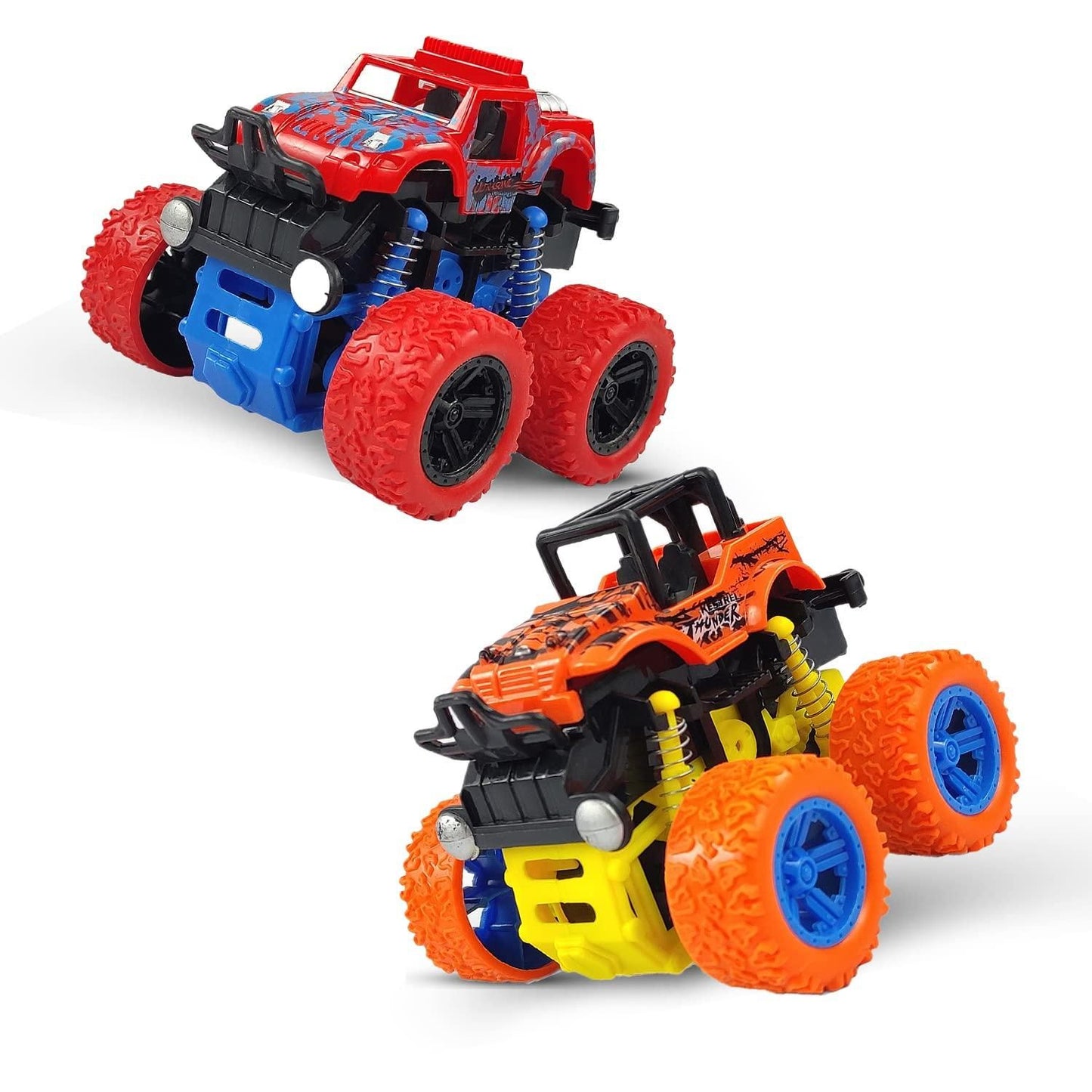 360 Degree Mini Monster Trucks Friction Powered Cars for Kids (Pack Of 2)