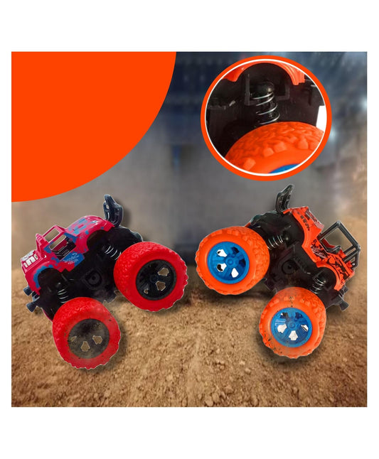 360 Degree Mini Monster Trucks Friction Powered Cars for Kids (Pack Of 2)