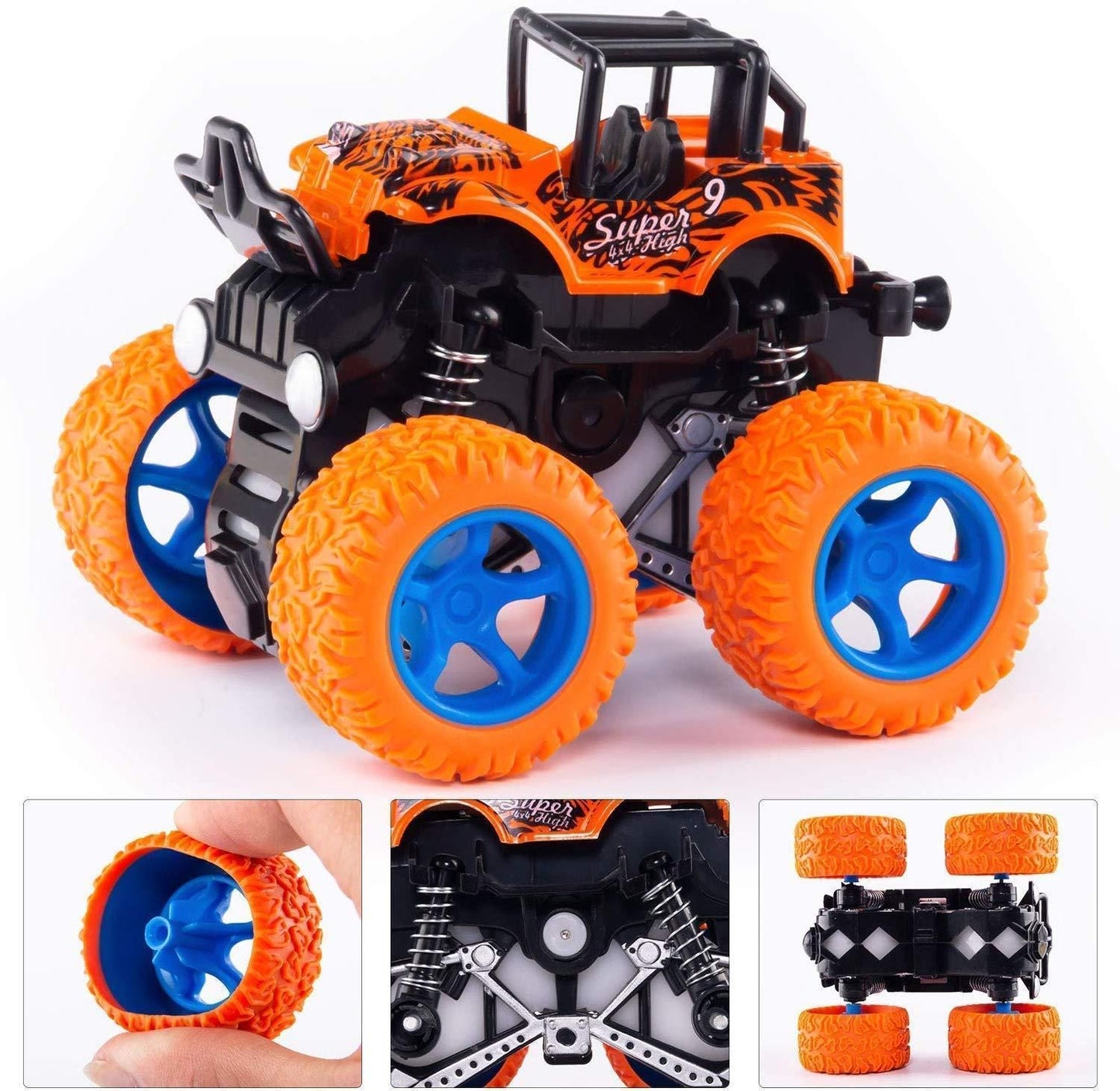 360 Degree Mini Monster Trucks Friction Powered Cars for Kids (Pack Of 2)