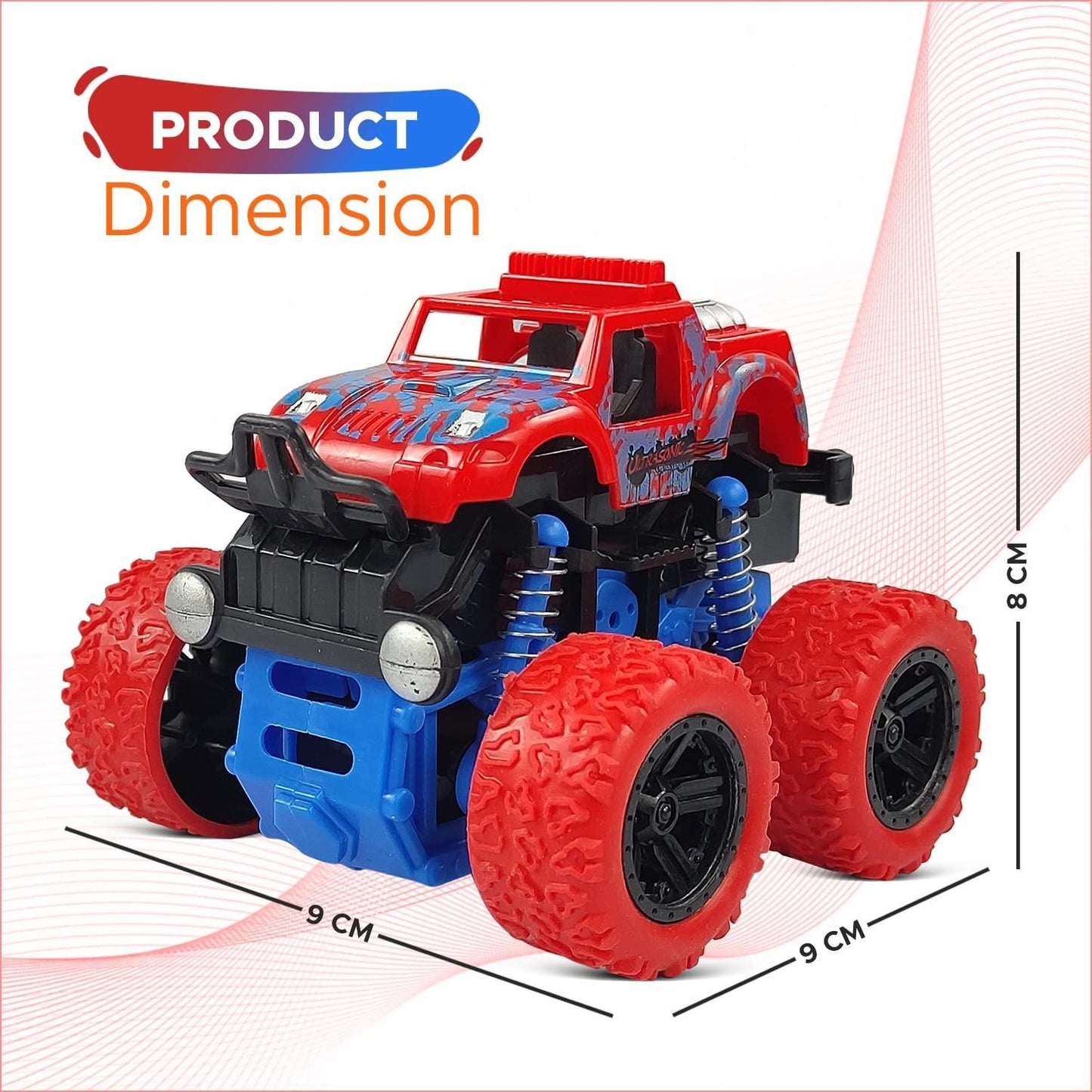 360 Degree Mini Monster Trucks Friction Powered Cars for Kids (Pack Of 2)